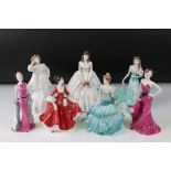 Royal Doulton Stephanie Figurine together with Four Coalport Figurines including Pauline, Camilla,