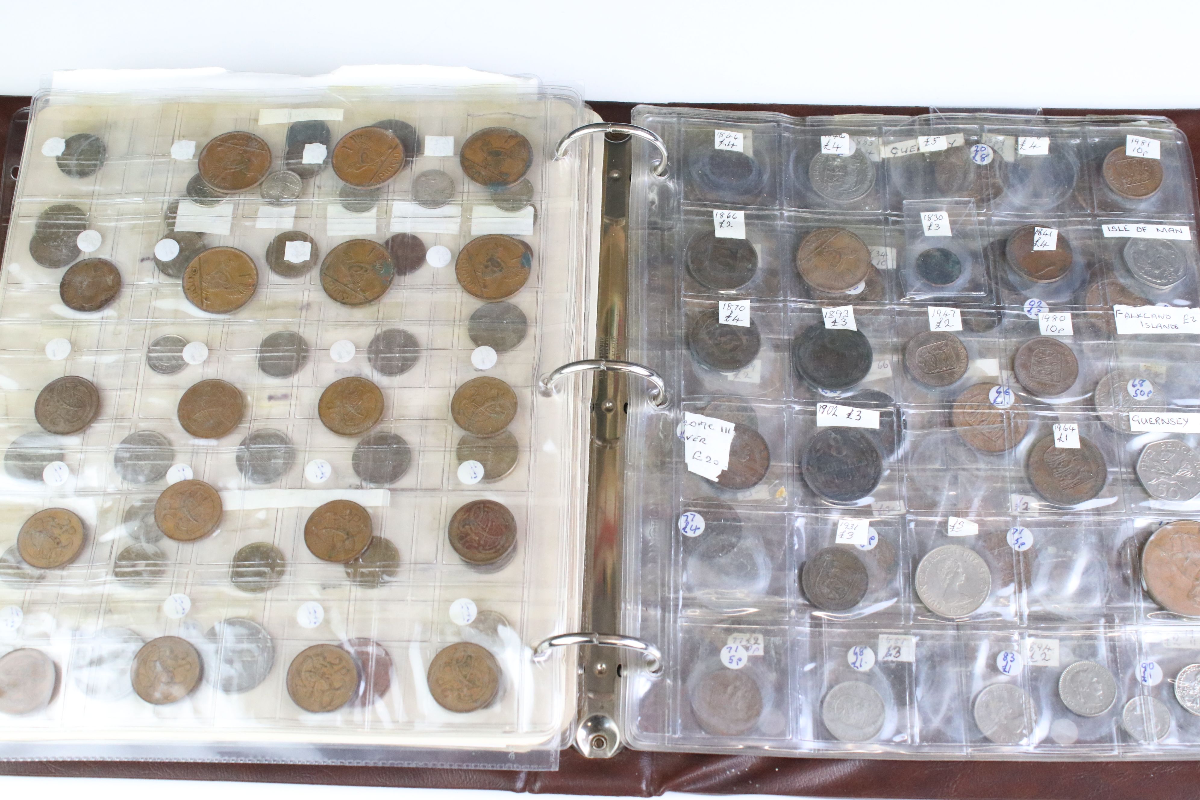 A large collection of foreign coins contained within an album to include Belgium, Spain, Ireland, - Image 8 of 11
