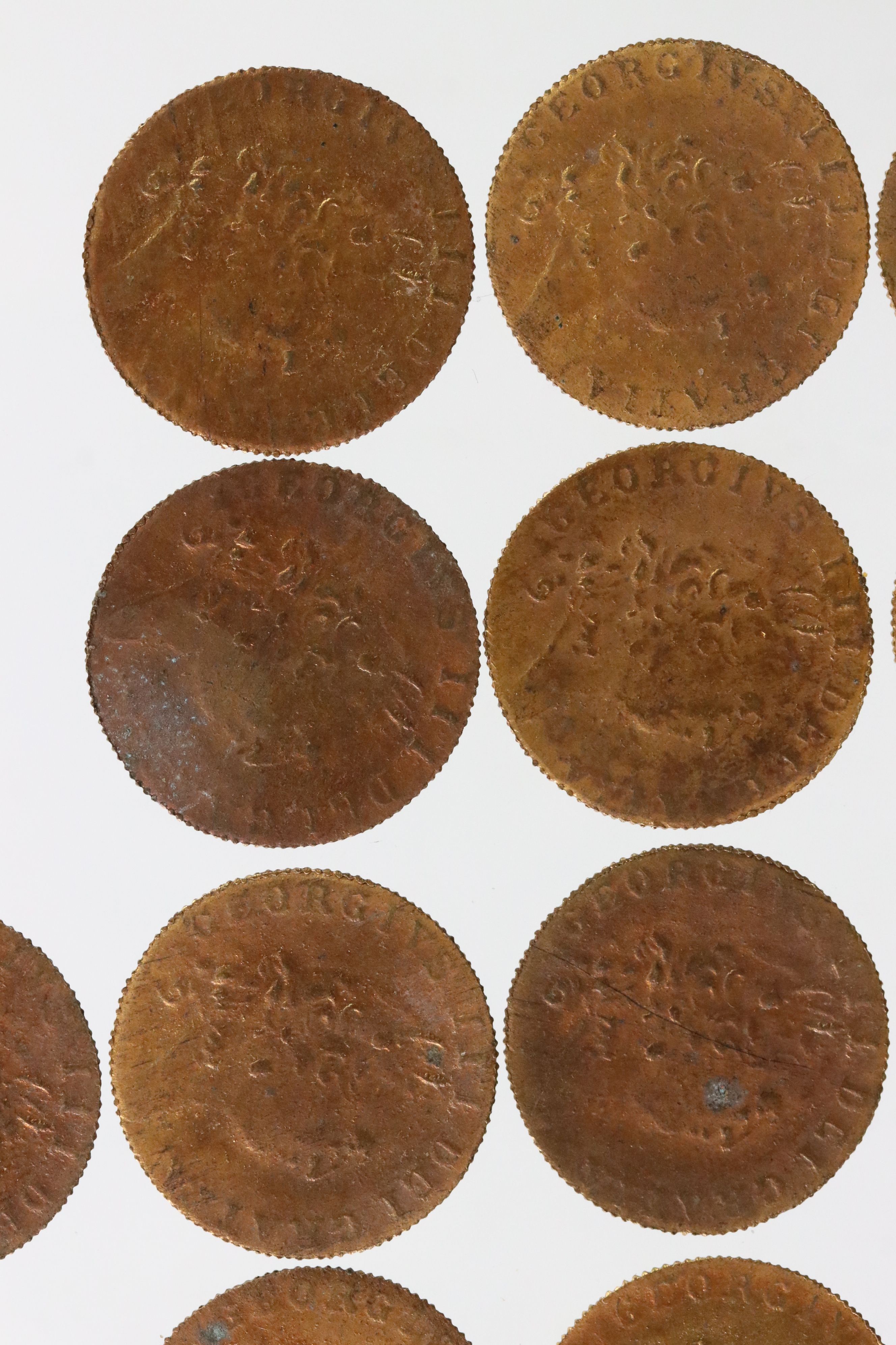 A collection of approx fifteen King George III spade guinea style gaming tokens. - Image 5 of 10