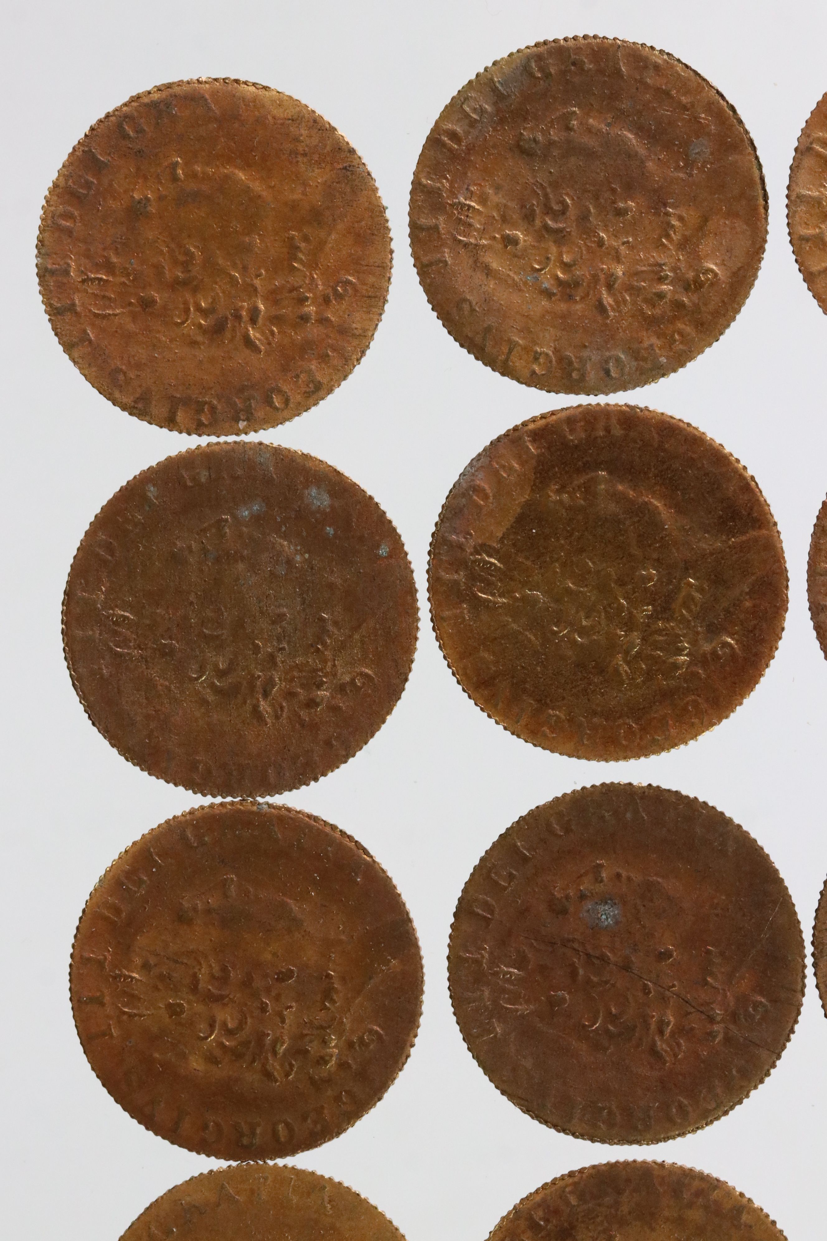 A collection of approx fifteen King George III spade guinea style gaming tokens. - Image 3 of 10