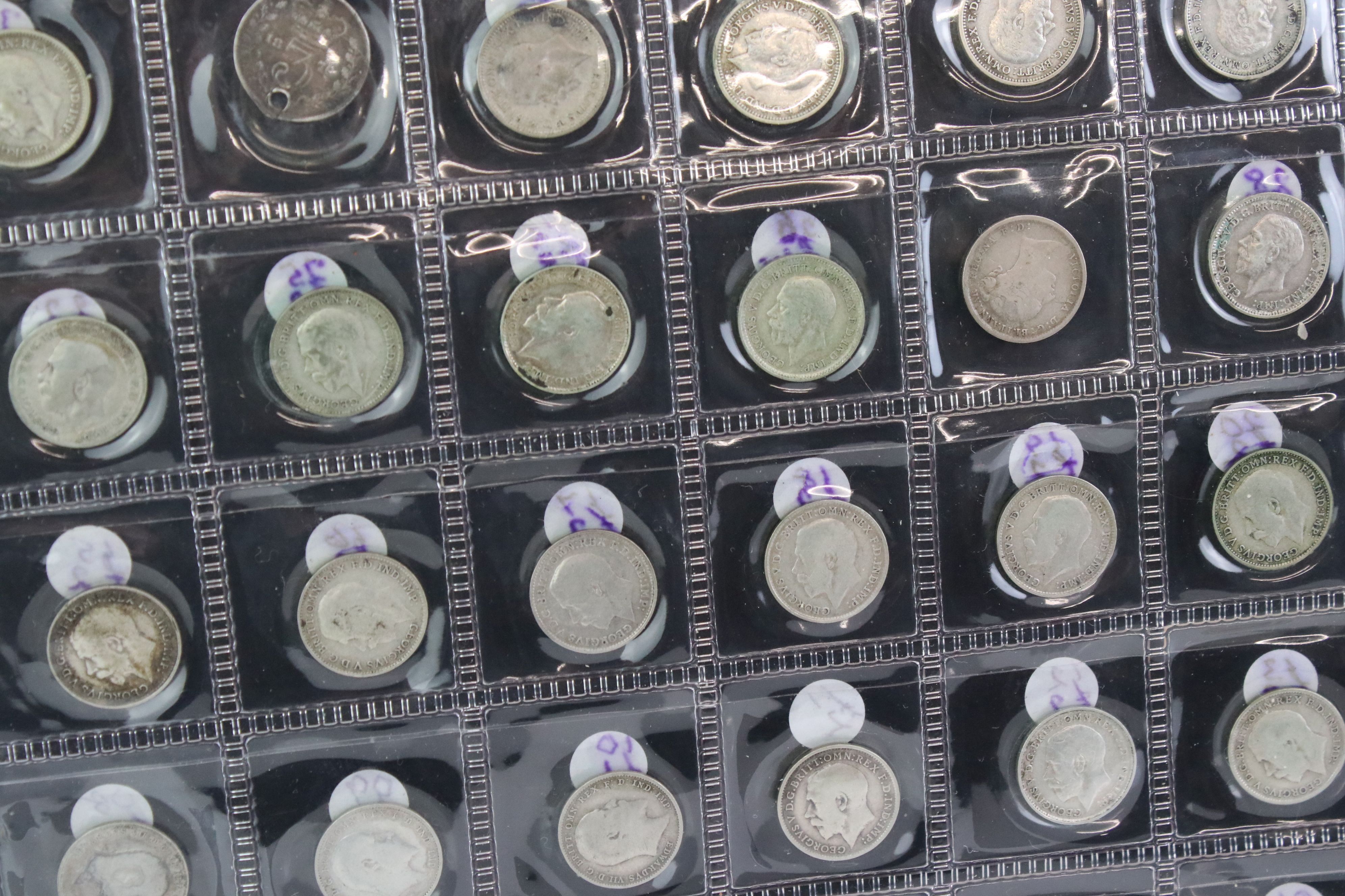 A collection of approx eighty British pre decimal threepence coins to include a good quantity of pre - Image 3 of 14