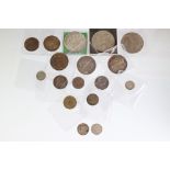 A small collection of British pre decimal coins to include a 1828 King George IV silver half crown