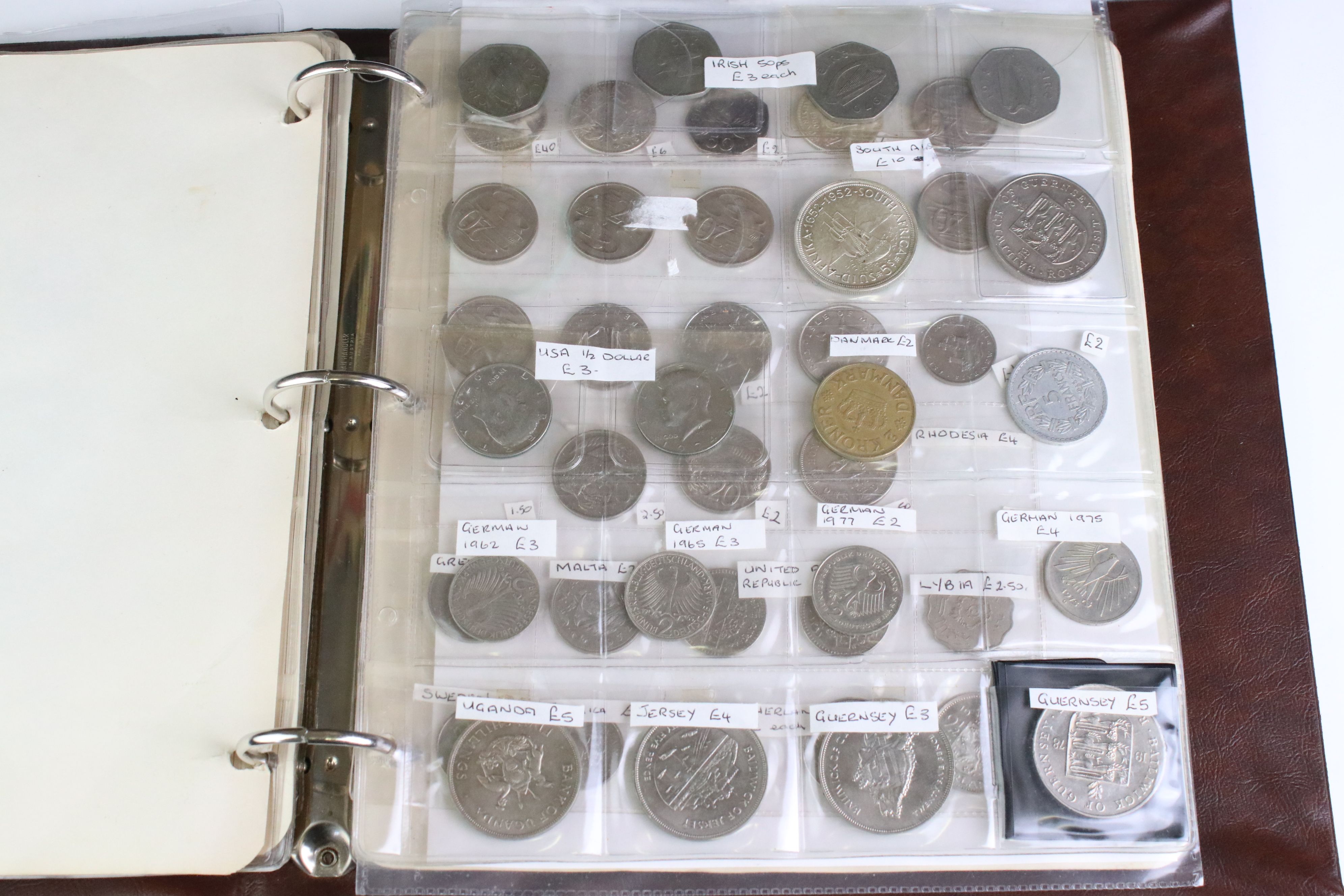 A large collection of foreign coins contained within an album to include Belgium, Spain, Ireland, - Image 5 of 11