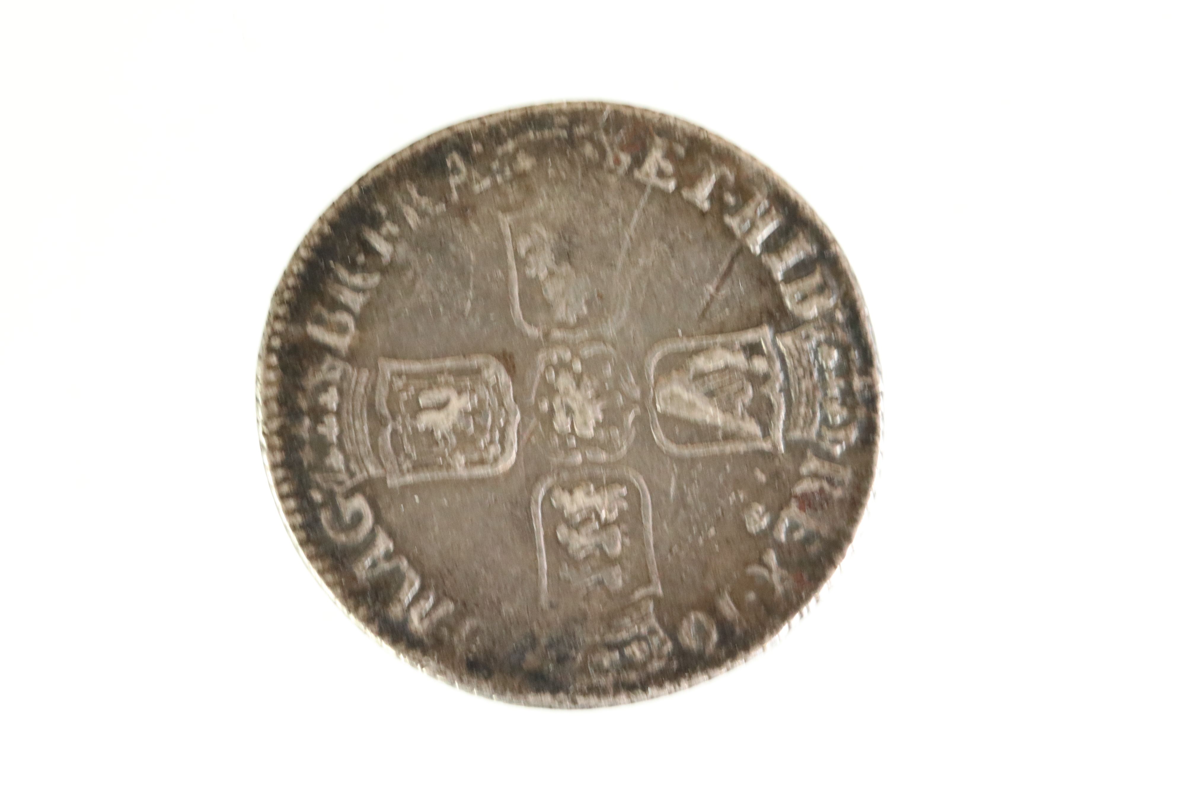 Two British early milled silver coins to include a King George II silver sixpence together with a - Image 2 of 5