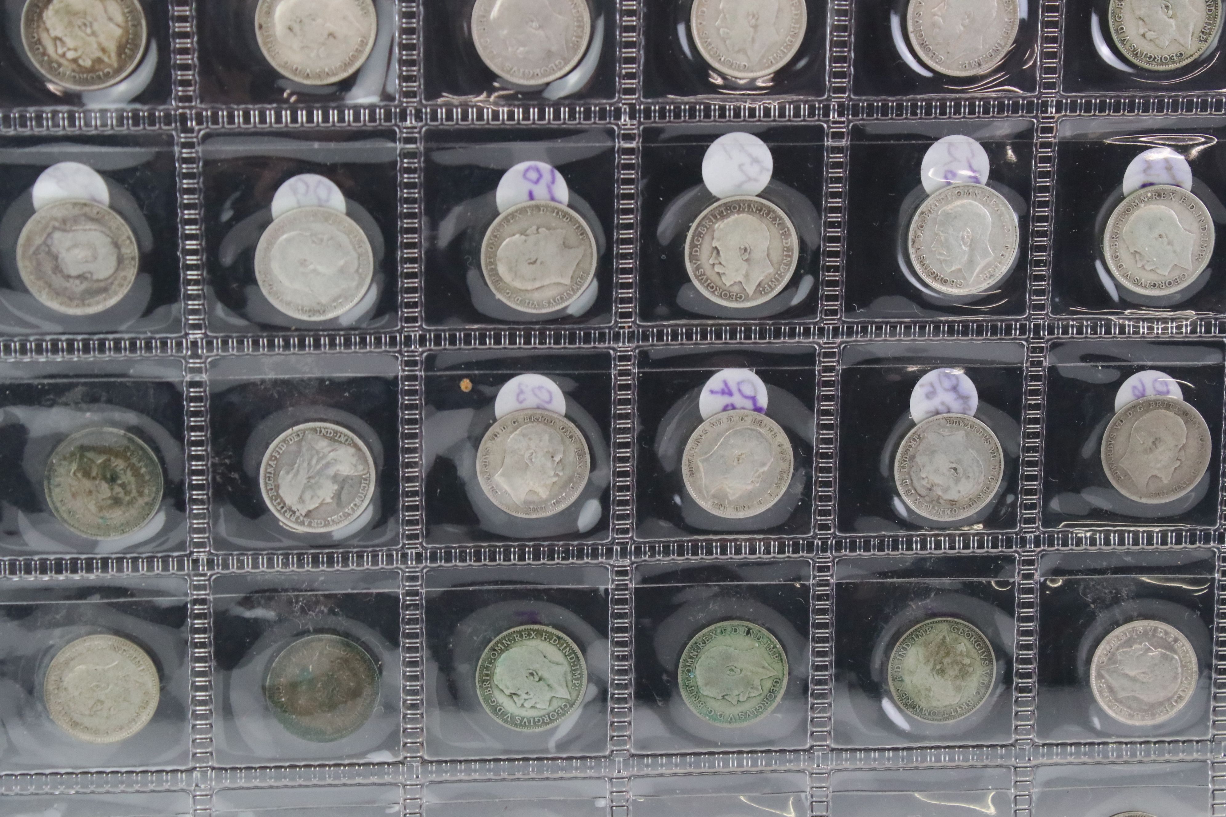 A collection of approx eighty British pre decimal threepence coins to include a good quantity of pre - Image 4 of 14