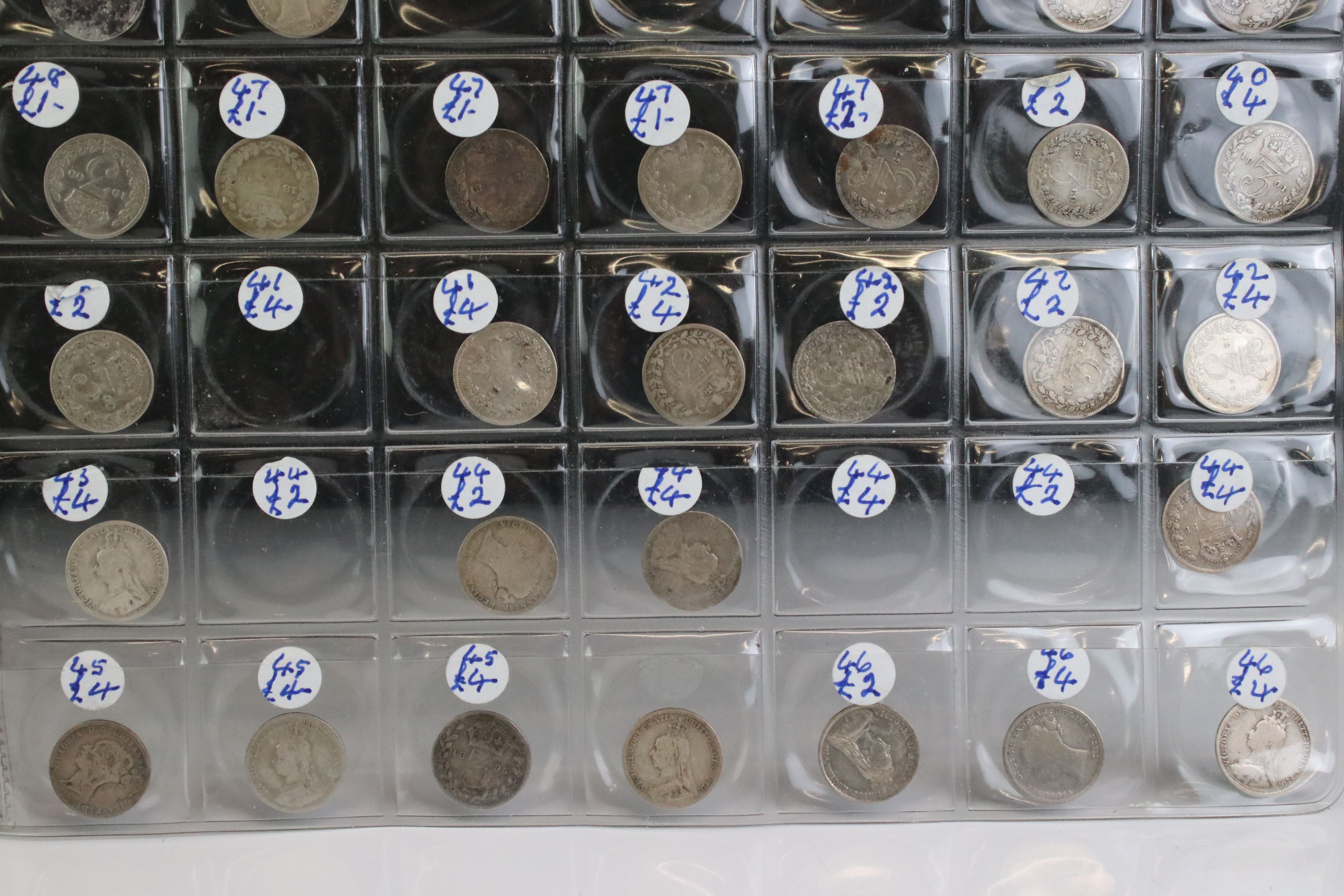 A collection of approx eighty British pre decimal threepence coins to include a good quantity of pre - Image 6 of 14