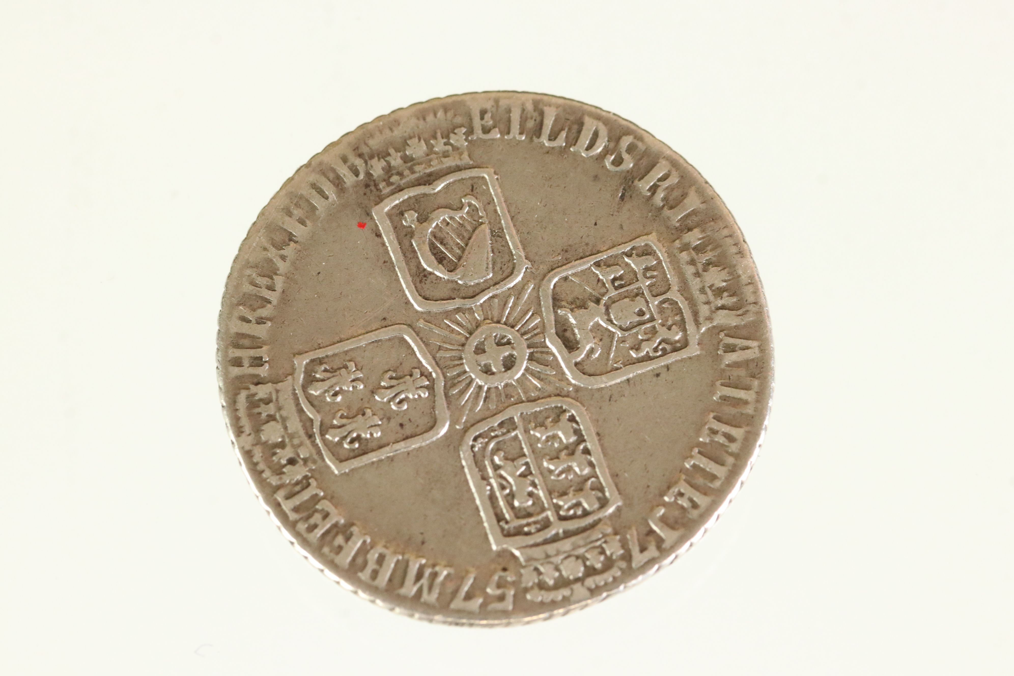 Two British early milled silver coins to include a King George II silver sixpence together with a - Image 4 of 5