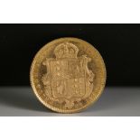A Queen Victoria shield back half gold sovereign coin, dated 1892.