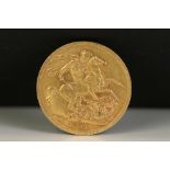 A British King George V full gold sovereign coin, dated 1912.