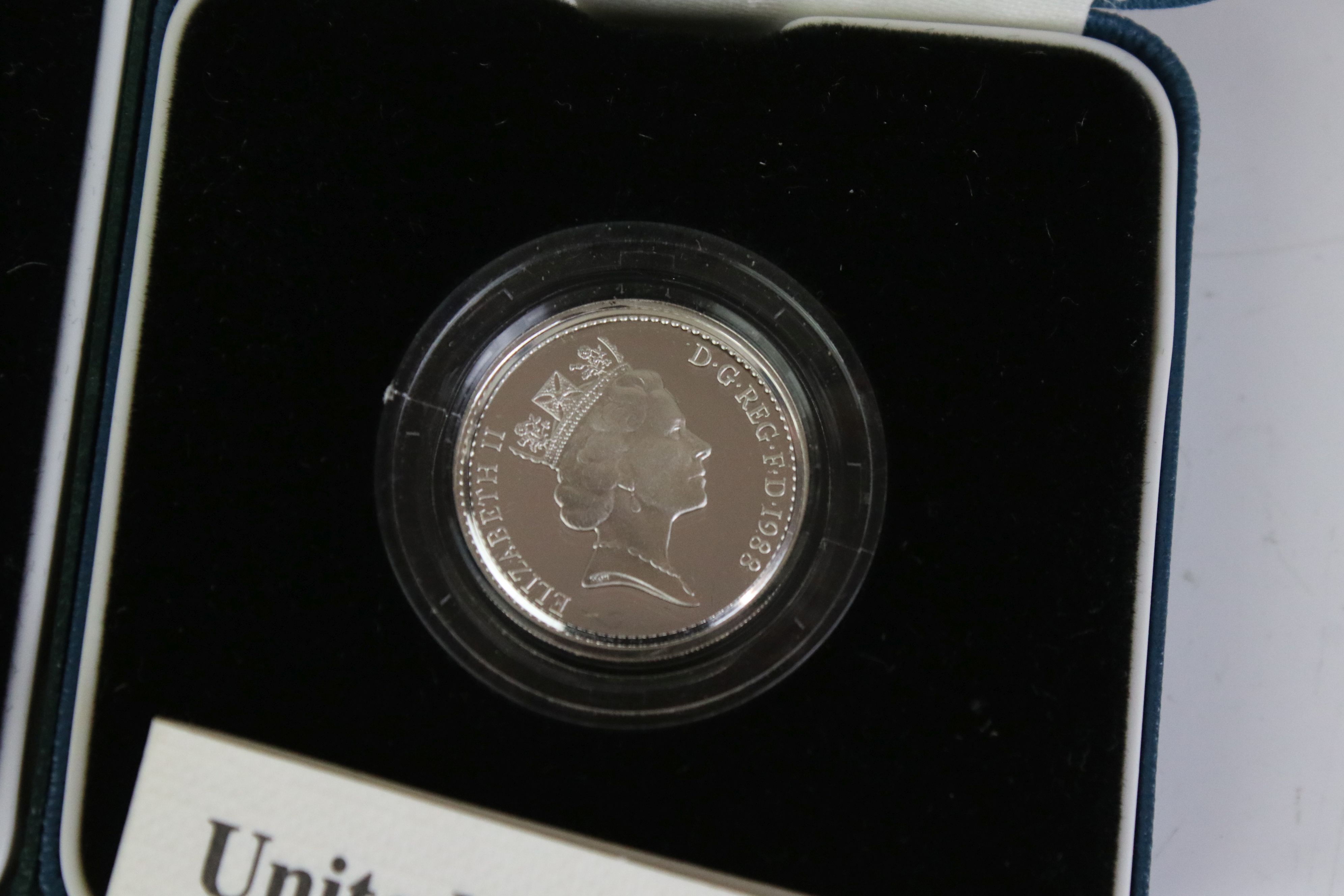 A collection of three silver proof coin sets to include Royal Mint 1988 £1 coin, Royal Mint 1995 - Image 4 of 4