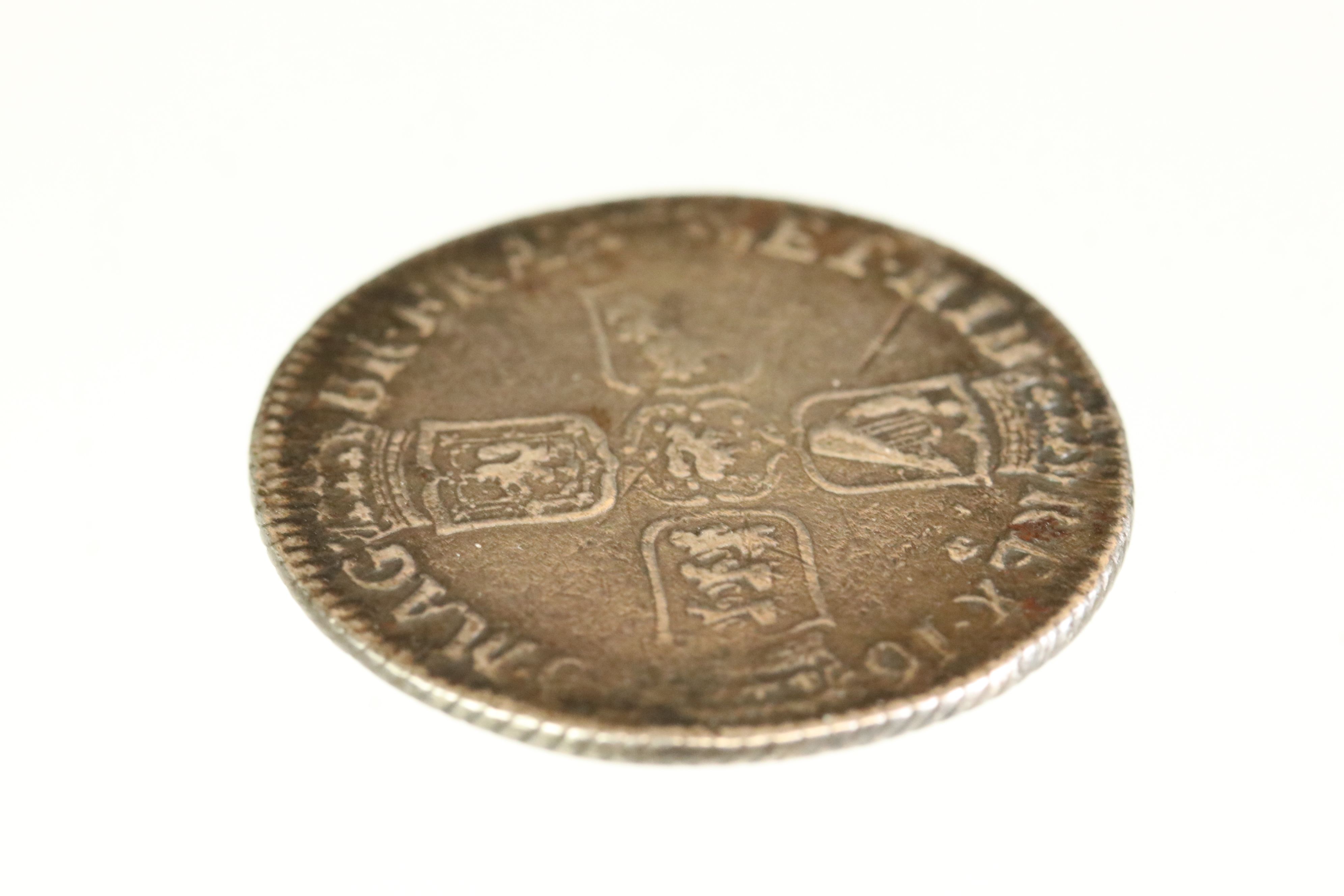 Two British early milled silver coins to include a King George II silver sixpence together with a - Image 3 of 5