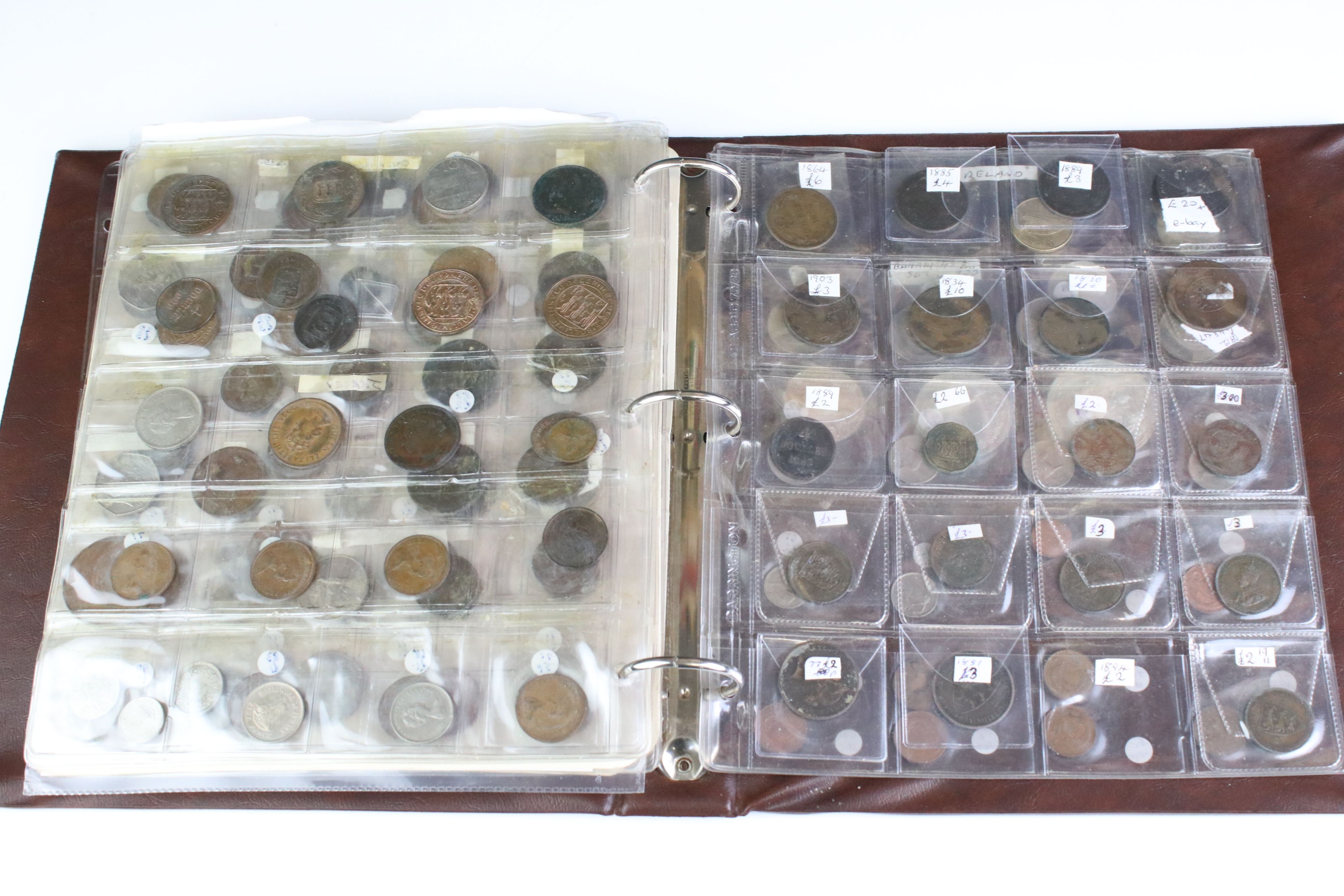 A large collection of foreign coins contained within an album to include Belgium, Spain, Ireland, - Image 9 of 11