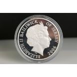 A Queen Elizabeth II silver proof commemorative Sir Winston Churchill £5 coin, dated 2006.