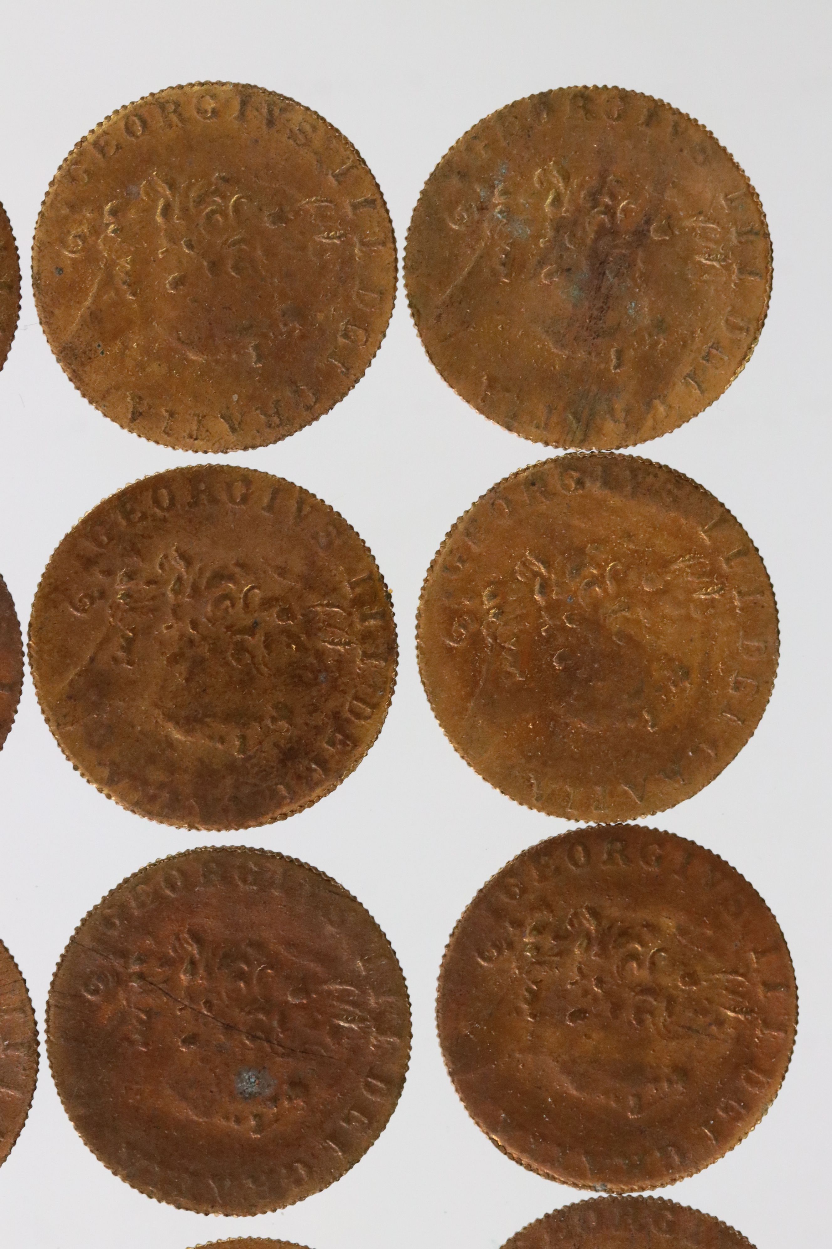 A collection of approx fifteen King George III spade guinea style gaming tokens. - Image 2 of 10