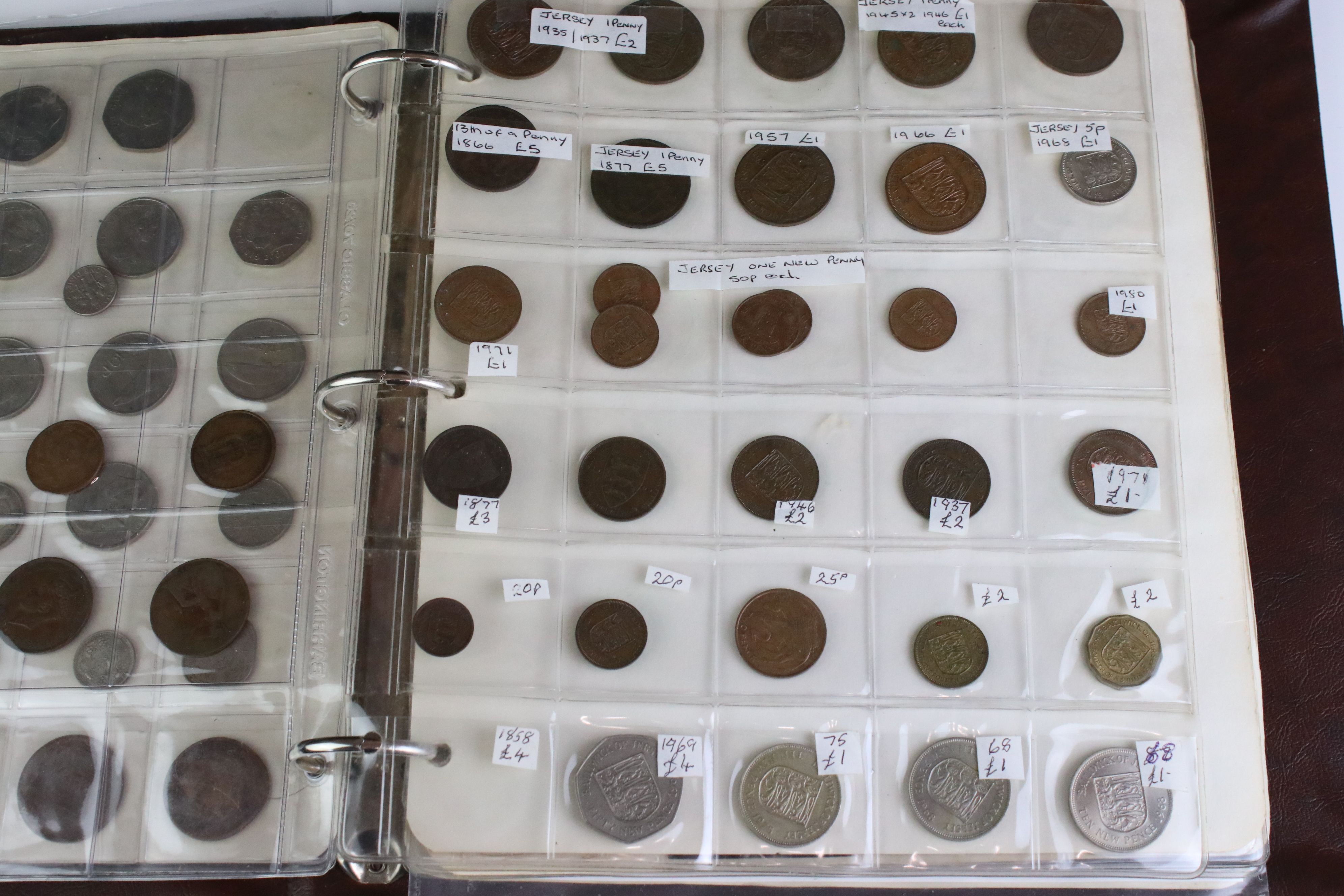 A large collection of foreign coins contained within an album to include Belgium, Spain, Ireland, - Image 3 of 11