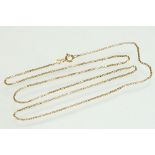 9ct yellow gold box link chain, bolt ring clasp, length approx 52cm