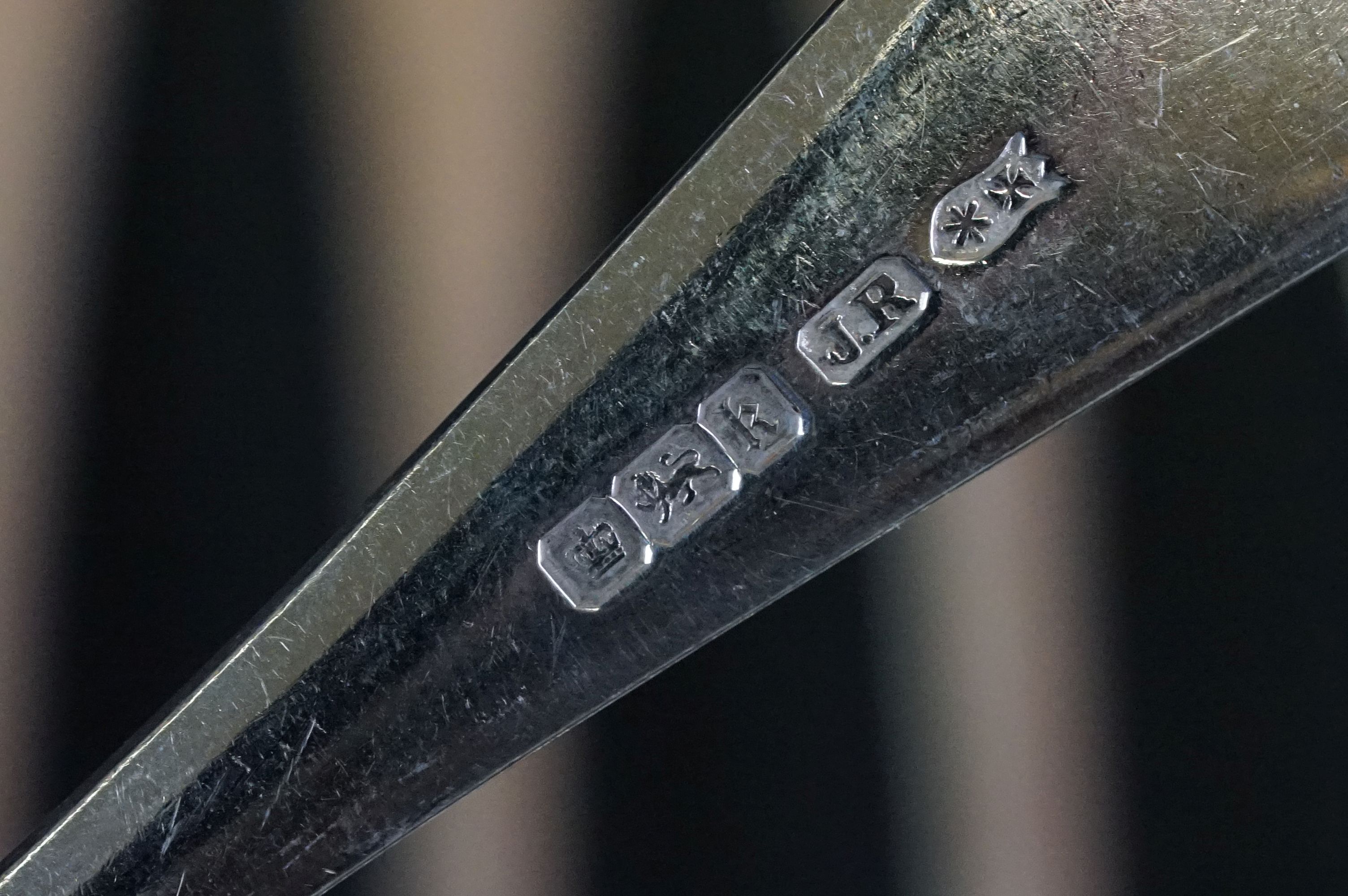 Set of Five Edwardian Old English pattern silver dinner forks, initialled terminals, Sheffield 1902, - Image 3 of 6