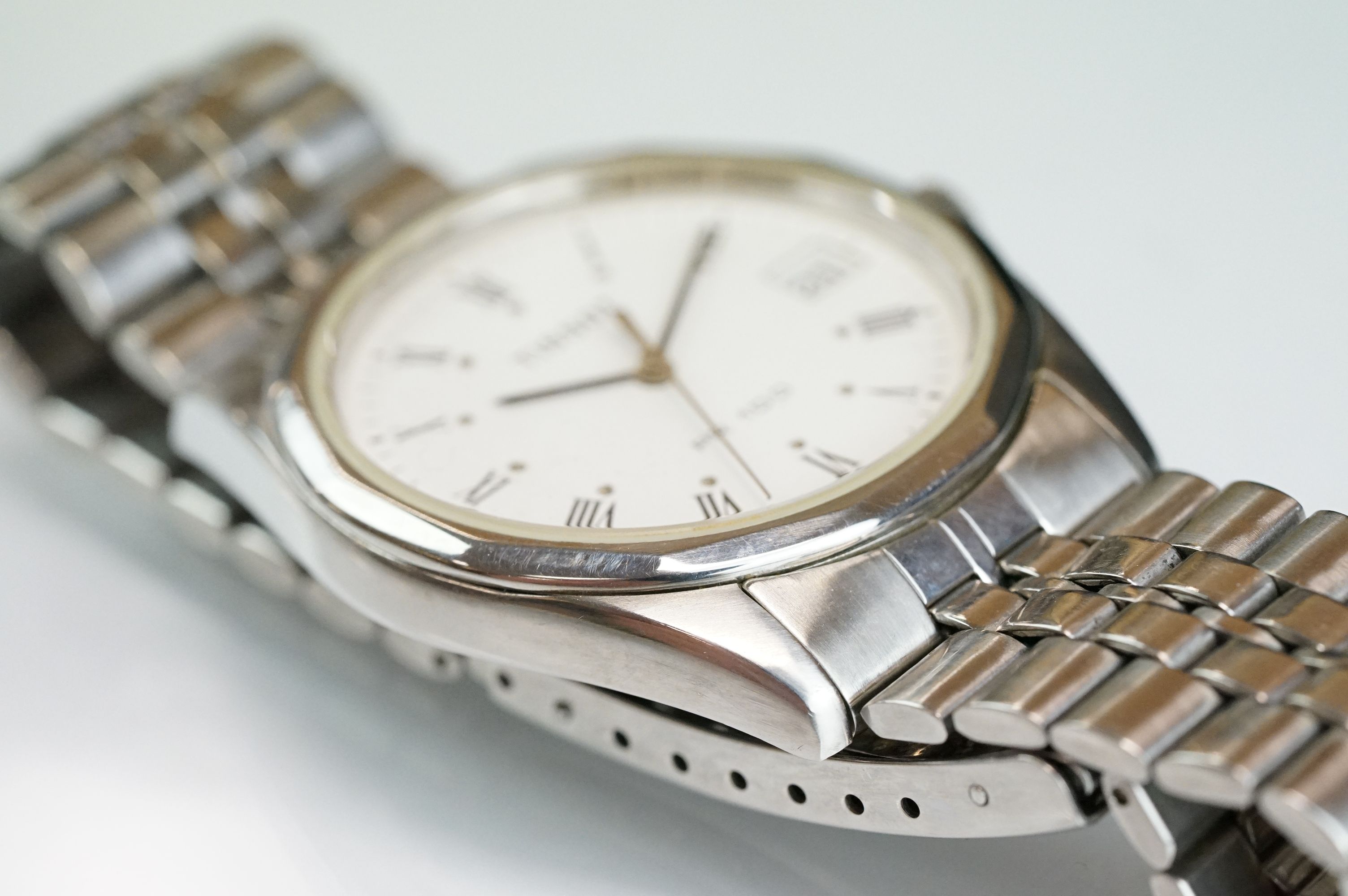 A gents Tissot PR100 wristwatch, stainless steel case with white dial and date function to 3 o'clock - Image 6 of 10