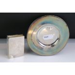 Continental silver host dish, stamped 800; together with a continental silver match box holder,