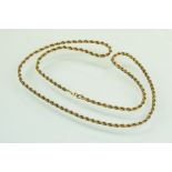 9ct gold rope twist necklace, bolt ring clasp, length approx 60cm