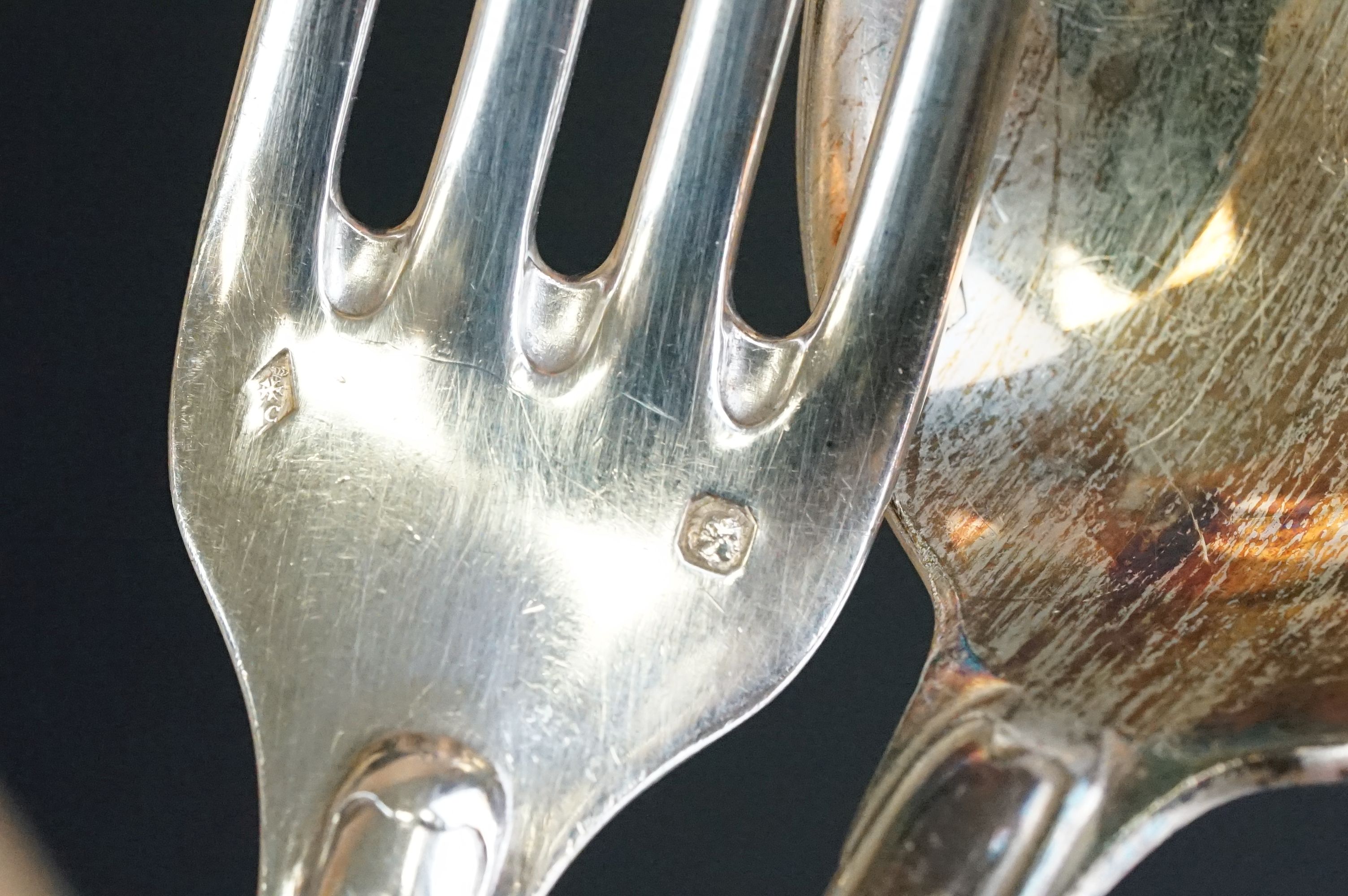 French silver canteen of cutlery for 12 place settings (one teaspoon missing, additional knives - Image 4 of 14