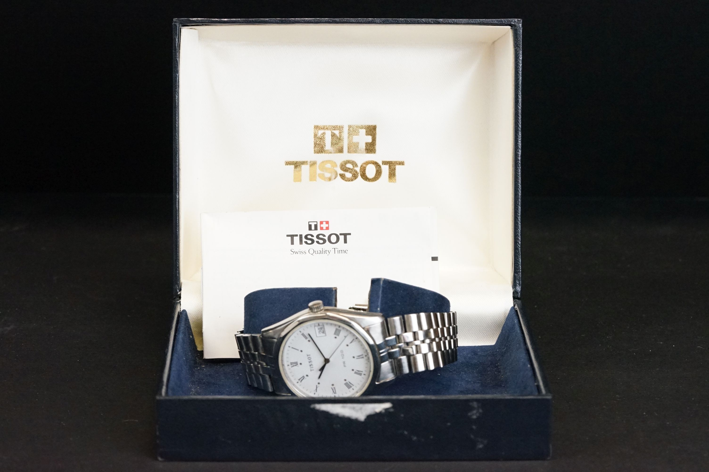 A gents Tissot PR100 wristwatch, stainless steel case with white dial and date function to 3 o'clock - Image 10 of 10