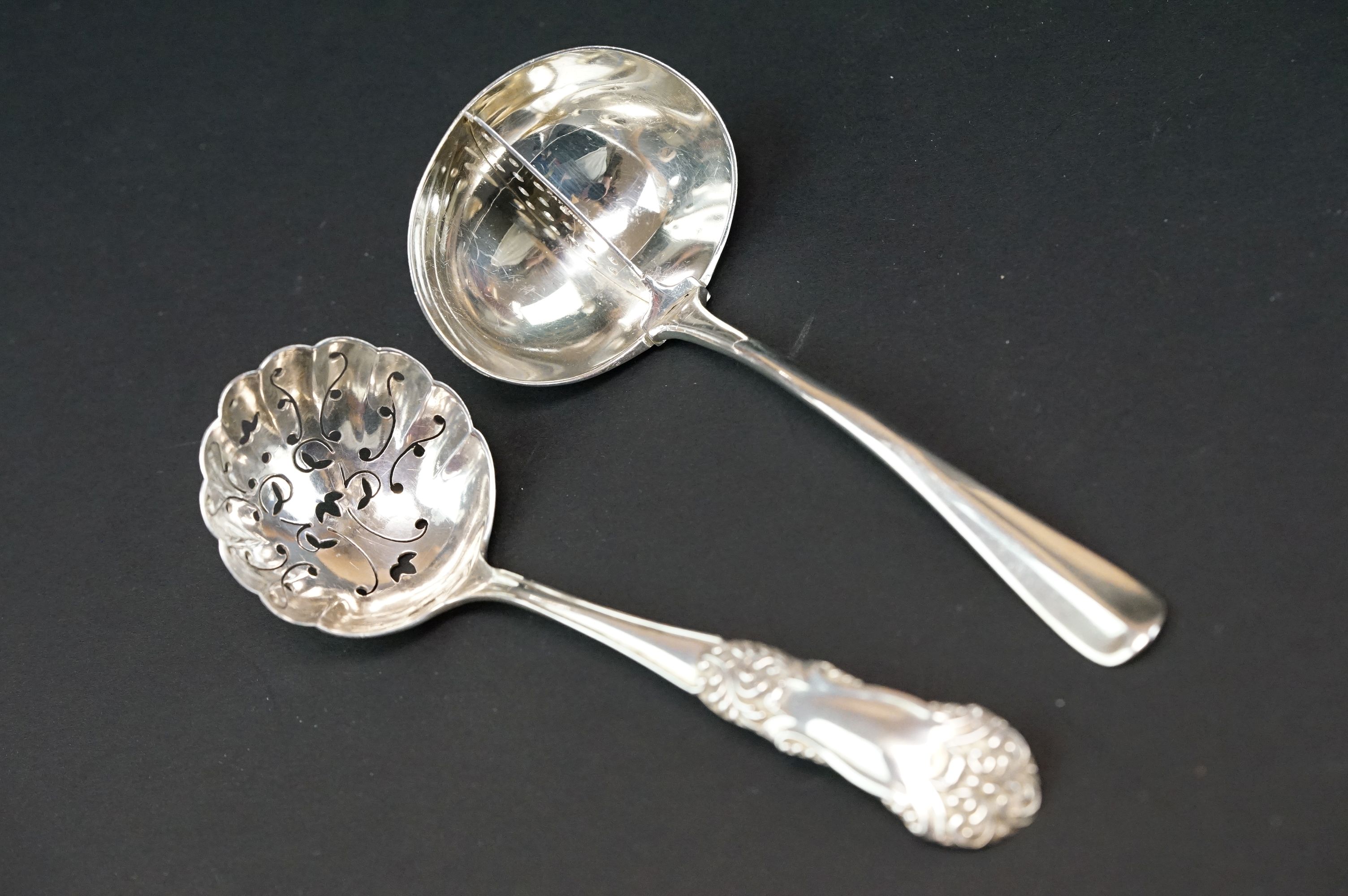 Small collection of silver items to include four Georgian converted berry spoons with gilt bowls (