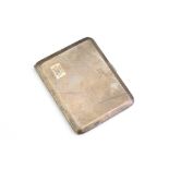 Silver cigarette case, engine turned decoration, engraved monogram to the rectangular cartouche,