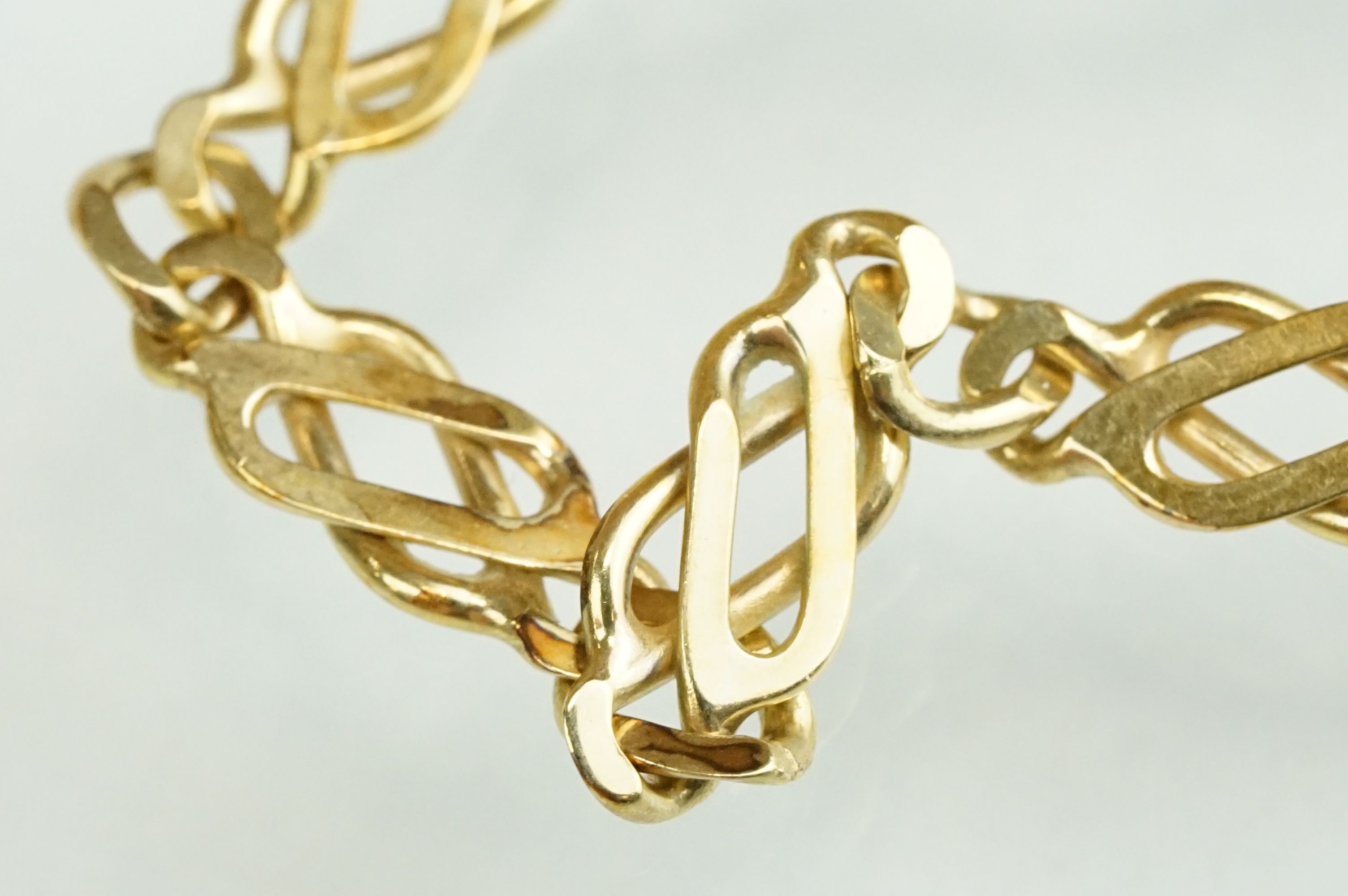 9ct yellow gold fancy link necklace, lobster clasp, length approx 46cm - Image 5 of 8