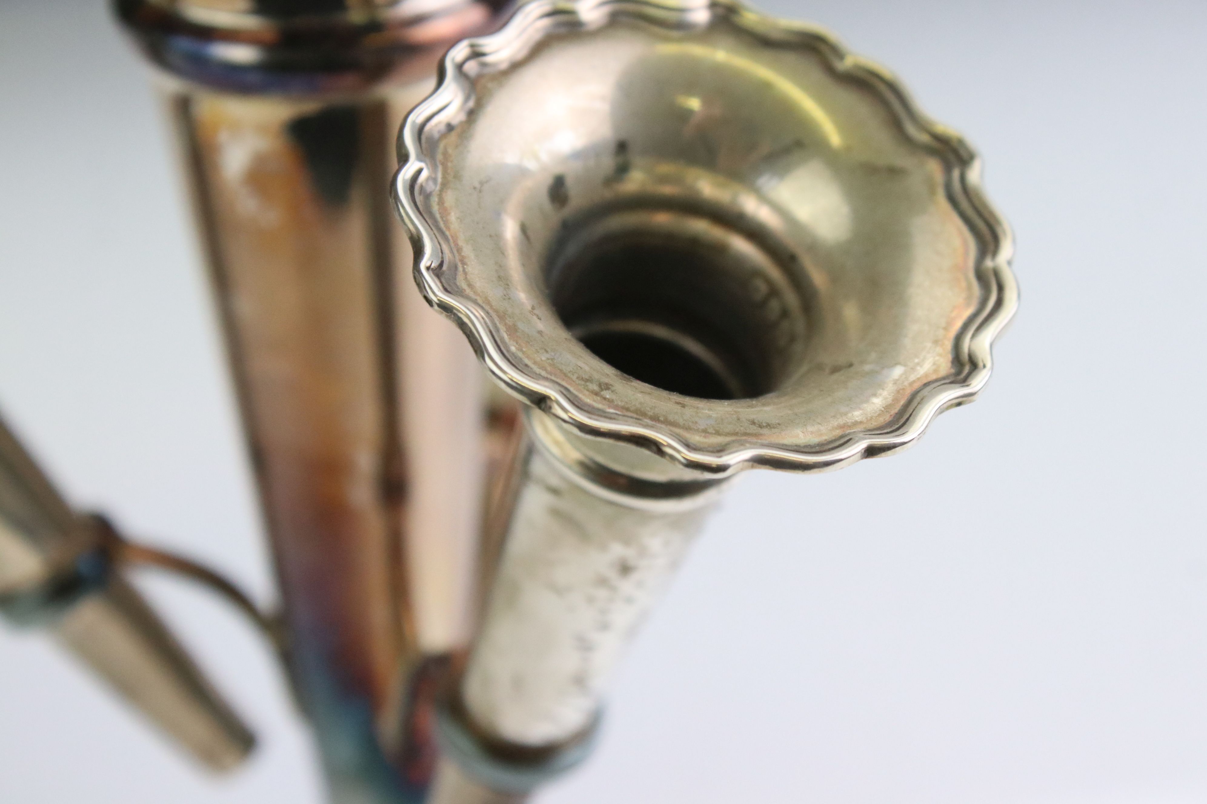 Mid 20th Century silver epergne of trumpet form, with a shaped circular border, on a stepped - Image 5 of 7