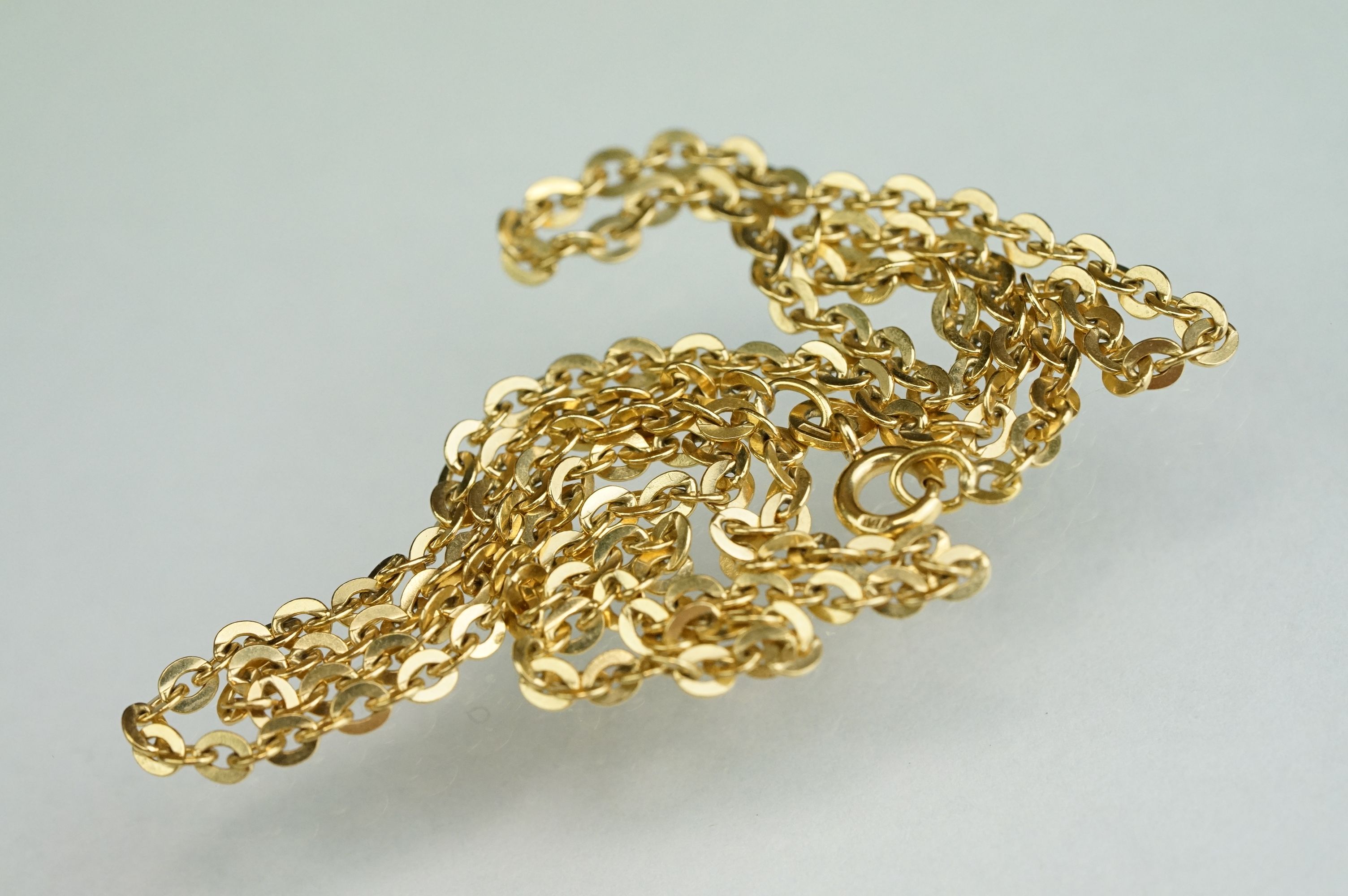 18ct yellow gold belcher link chain necklace, bolt ring clasp, length approx 50cm - Image 6 of 6