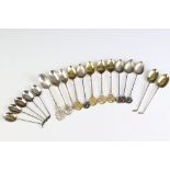 Collection of 18 sporting-themed silver spoons to include a set of four Walker & Hall parcel gilt