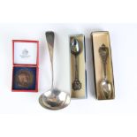 Early 20th century old English pattern silver sauce ladle, monogrammed terminal (17cm long),