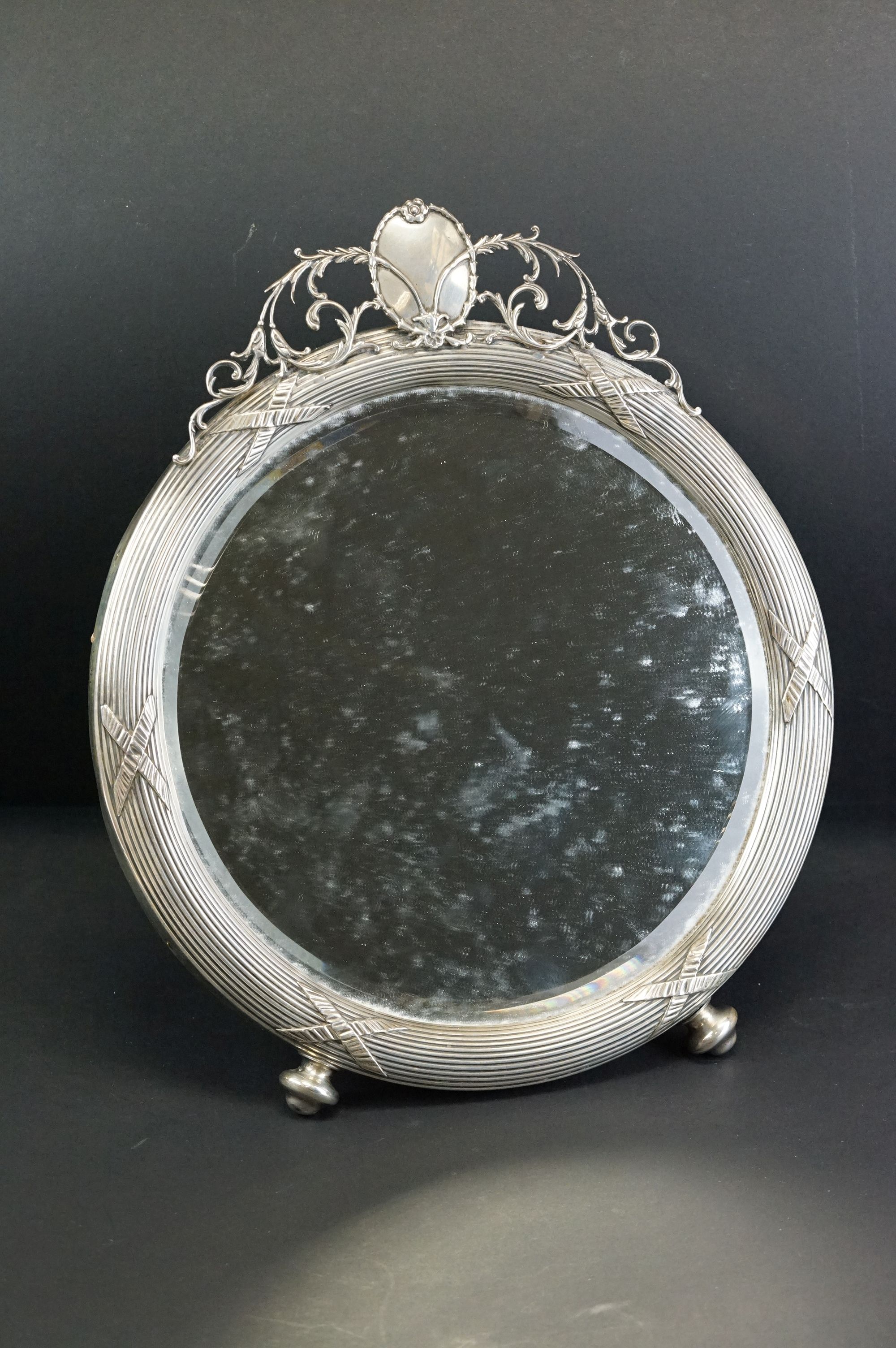 Silver salver raised on four scroll feet, plain polished, Chippendale style border, makers Adie - Image 6 of 11