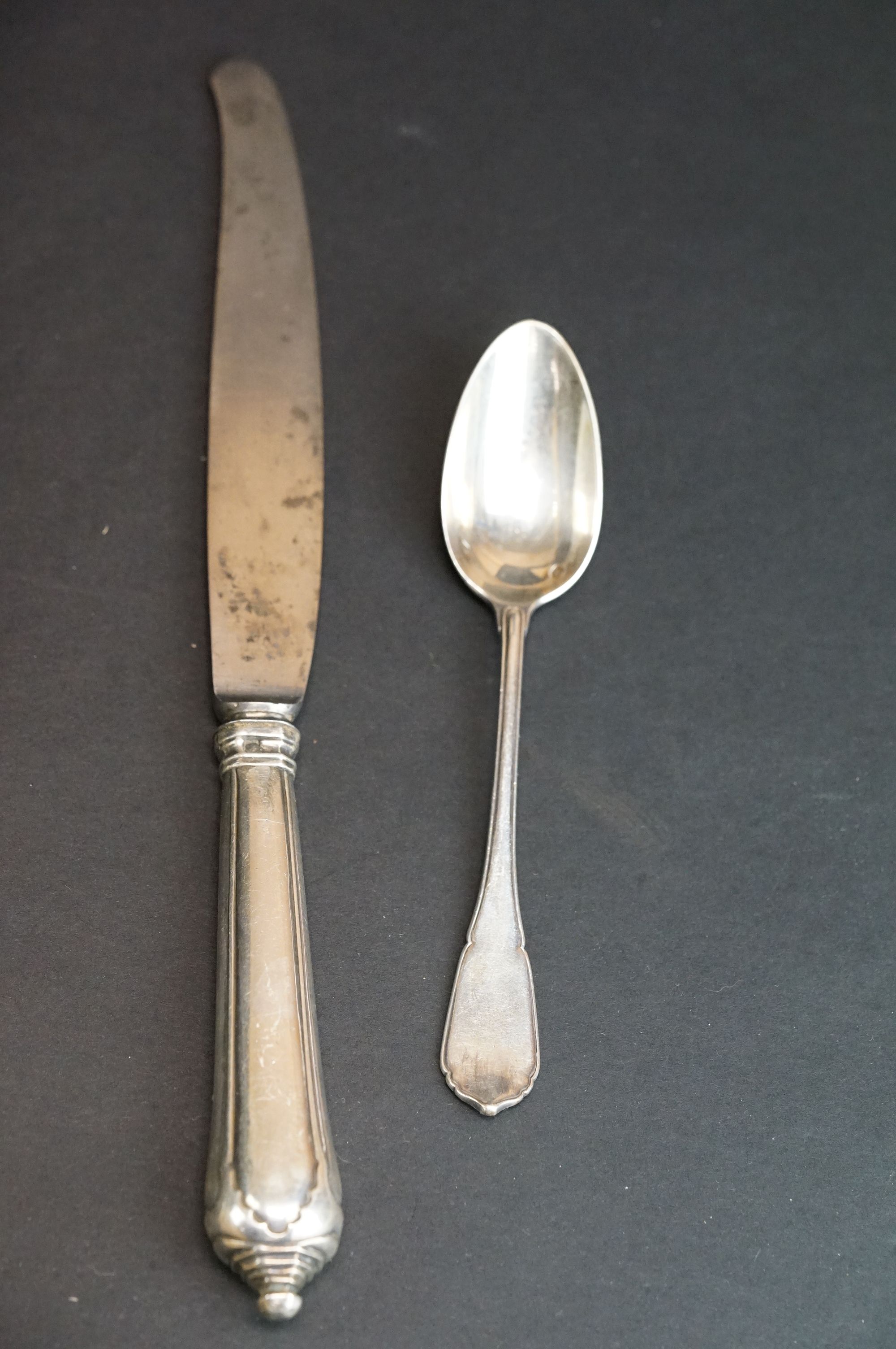 French silver canteen of cutlery for 12 place settings (one teaspoon missing, additional knives - Image 8 of 14