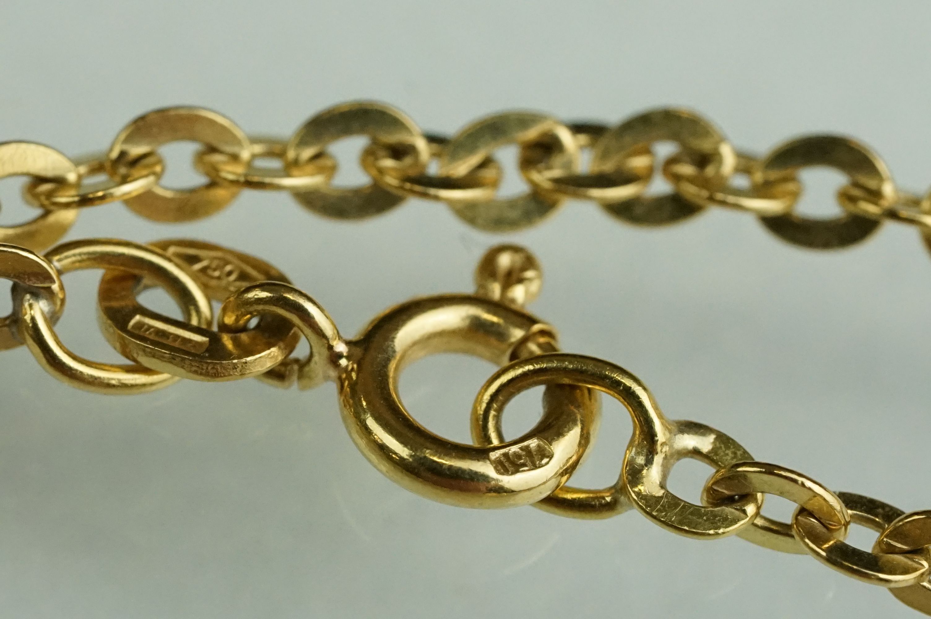 18ct yellow gold belcher link chain necklace, bolt ring clasp, length approx 50cm - Image 5 of 6