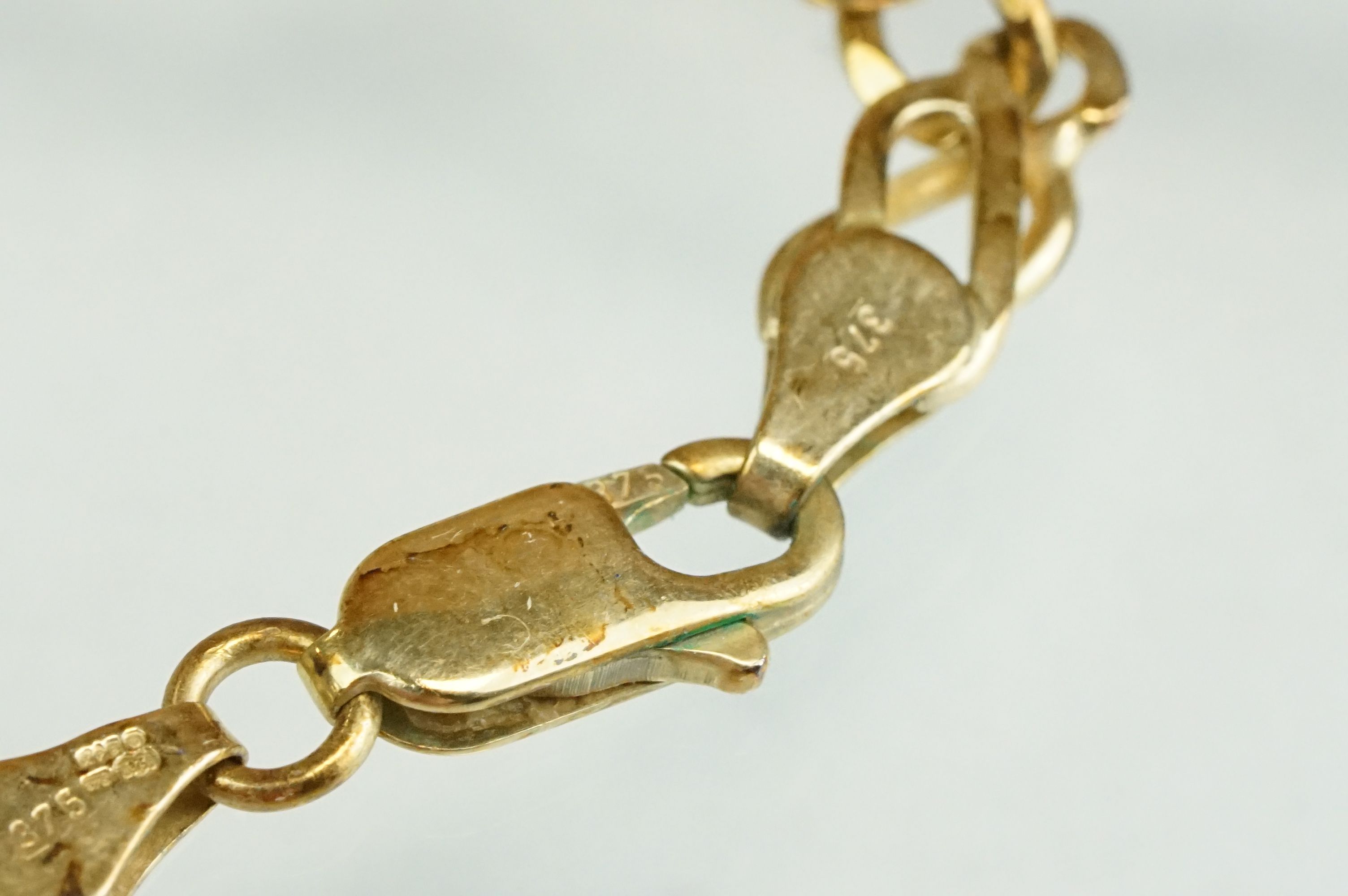 9ct yellow gold fancy link necklace, lobster clasp, length approx 46cm - Image 3 of 8