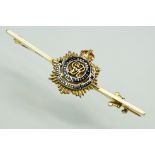 Enamelled 14ct yellow and rose gold sweetheart brooch, Royal Army Service Corps, hinged pin and