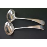 Pair of Early 20th century Old English Pattern silver sauce ladles, hallmarked London 1901-2, makers