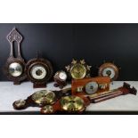 Collection of Eight Wooden Framed Barometers, Early 20th century onwards