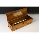 Mid 19th century Swiss cylinder music box by Ducommun Girod, the comb with full teeth, stamped '