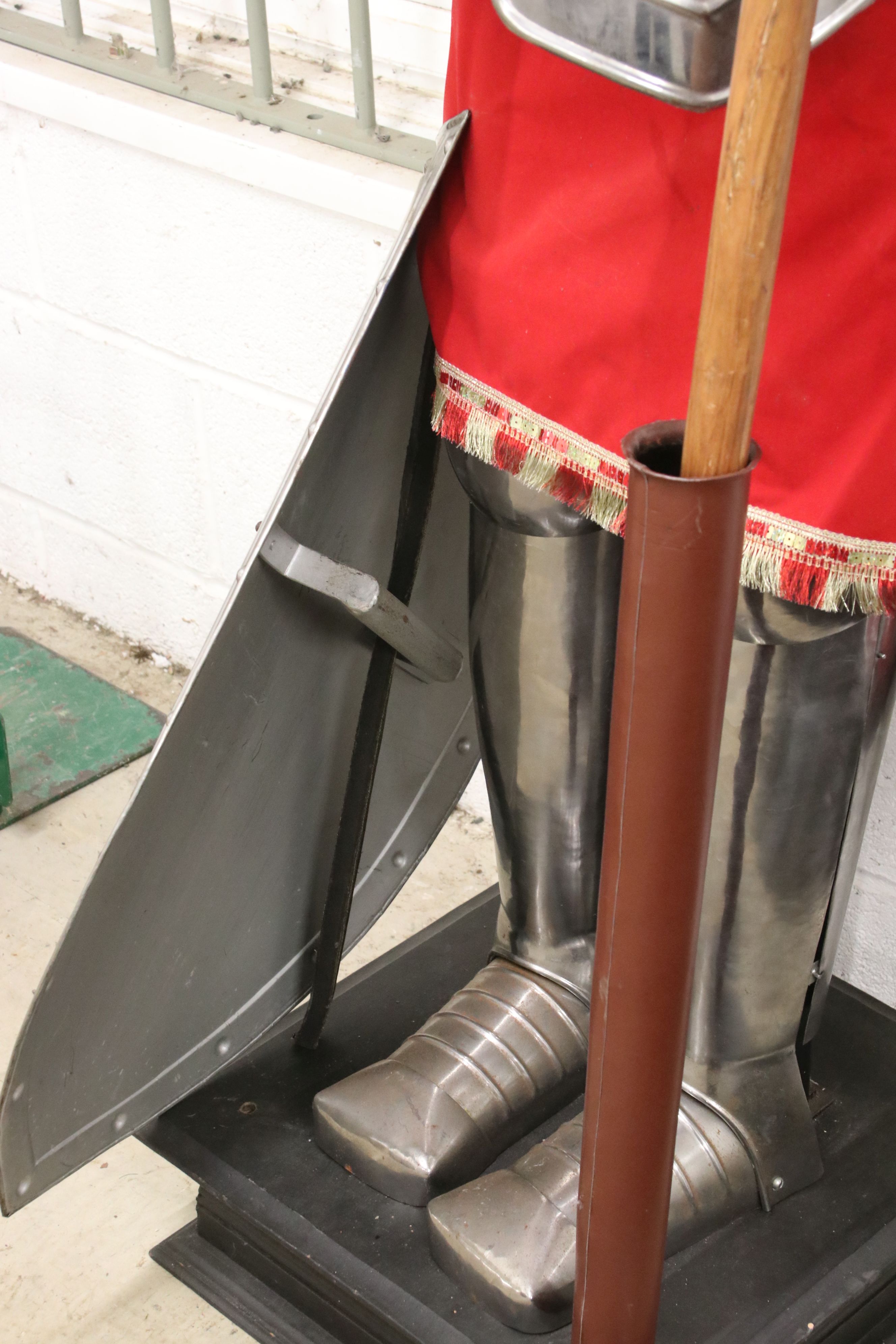 Full Size Replica Suit of Armour constructed of sheet metal, complete with a Lance, Sword in - Image 5 of 6