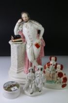 19th Century Staffordshire figure of William Shakespeare, 47cm high, together with two 19th