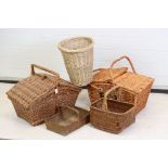 Twin Lidded Wicker Picnic Basket marked for Fortnum & Mason, 54cm x 35cm together with another