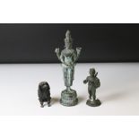 Indo-Tibetan bronze figure of a four-armed Buddhist deity, possibly Tara, 23.5cm high, together with