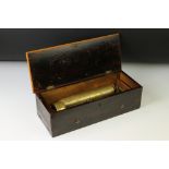 19th Century Swiss cylinder music box fitted with a one piece comb (missing teeth), 20cm long