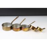 Set of Five Brass Graduating Saucepans