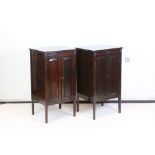 Pair of Early 20th century Mahogany Music Cabinets, each with two doors opening to shelves, with