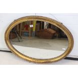 Giltwood Framed Oval Mirror, 91cm long