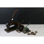 Three Victorian / Edwardian Cast Iron Address / Label Stamping Machines, largest 31cm long